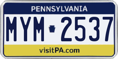 PA license plate MYM2537