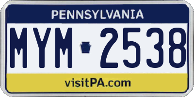 PA license plate MYM2538