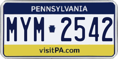 PA license plate MYM2542