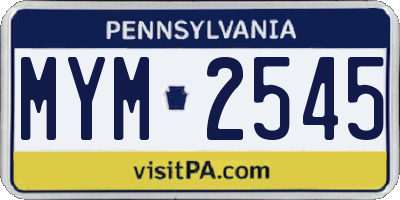 PA license plate MYM2545