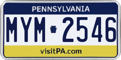 PA license plate MYM2546