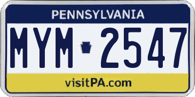 PA license plate MYM2547