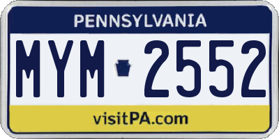 PA license plate MYM2552