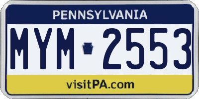 PA license plate MYM2553