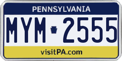 PA license plate MYM2555