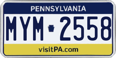 PA license plate MYM2558
