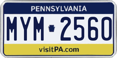 PA license plate MYM2560