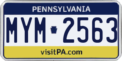 PA license plate MYM2563
