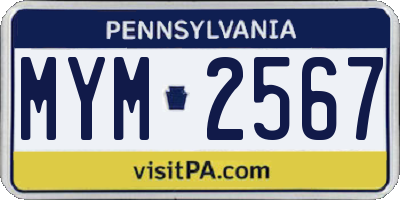 PA license plate MYM2567