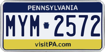 PA license plate MYM2572