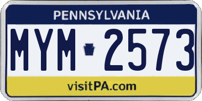 PA license plate MYM2573