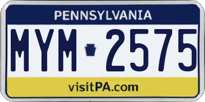 PA license plate MYM2575