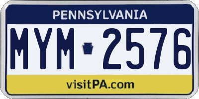 PA license plate MYM2576