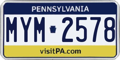 PA license plate MYM2578