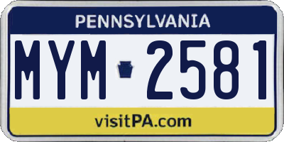 PA license plate MYM2581