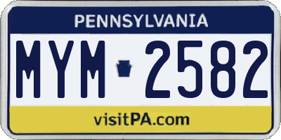 PA license plate MYM2582