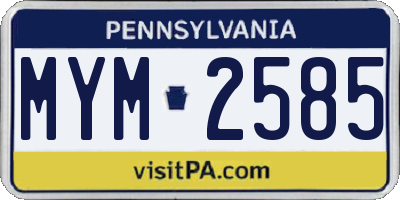 PA license plate MYM2585