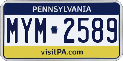 PA license plate MYM2589