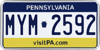 PA license plate MYM2592
