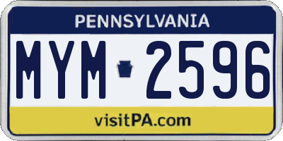 PA license plate MYM2596