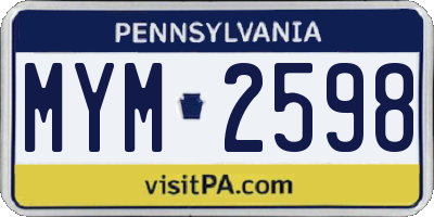 PA license plate MYM2598