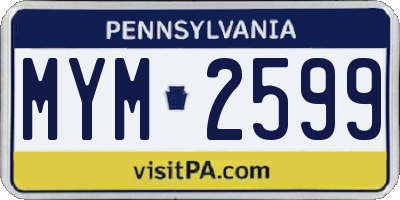 PA license plate MYM2599