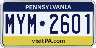PA license plate MYM2601