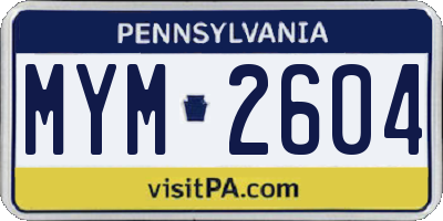 PA license plate MYM2604
