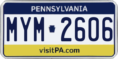 PA license plate MYM2606