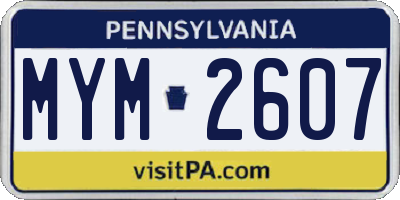 PA license plate MYM2607