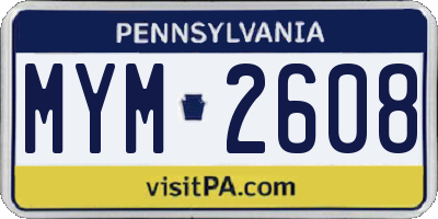 PA license plate MYM2608