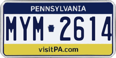 PA license plate MYM2614