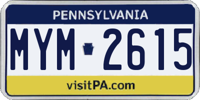 PA license plate MYM2615