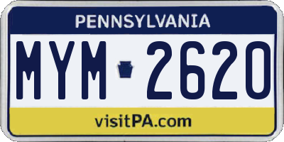 PA license plate MYM2620