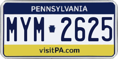 PA license plate MYM2625