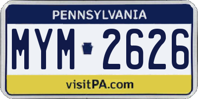 PA license plate MYM2626