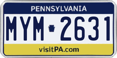PA license plate MYM2631