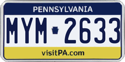 PA license plate MYM2633
