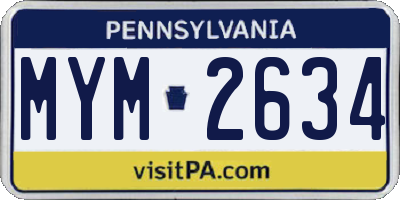 PA license plate MYM2634