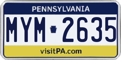PA license plate MYM2635