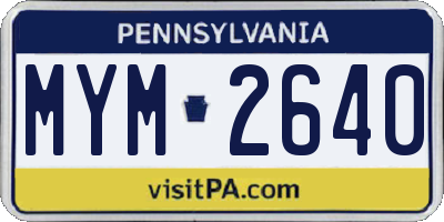PA license plate MYM2640
