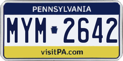 PA license plate MYM2642