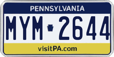 PA license plate MYM2644
