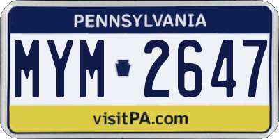 PA license plate MYM2647