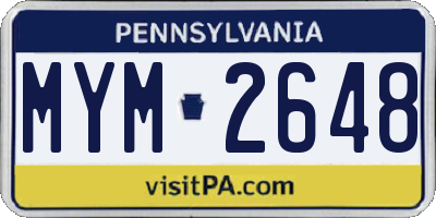 PA license plate MYM2648