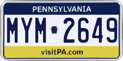 PA license plate MYM2649