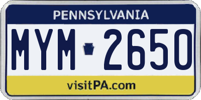 PA license plate MYM2650