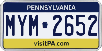PA license plate MYM2652