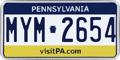 PA license plate MYM2654