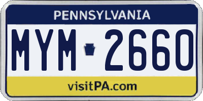 PA license plate MYM2660